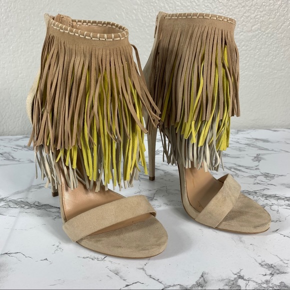NWOB Aldo Women’s Open Toe Fringe Heels Size 7M - Picture 3 of 9